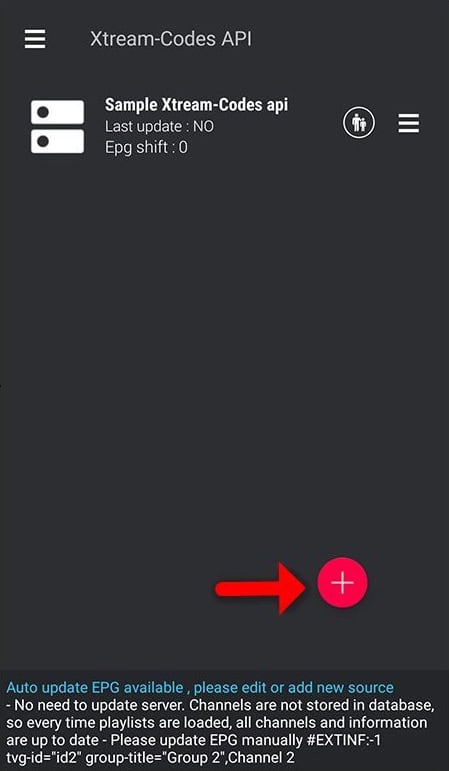 Add a new IPTV Arena server using Xtream Codes in GSE IPTV iOS app